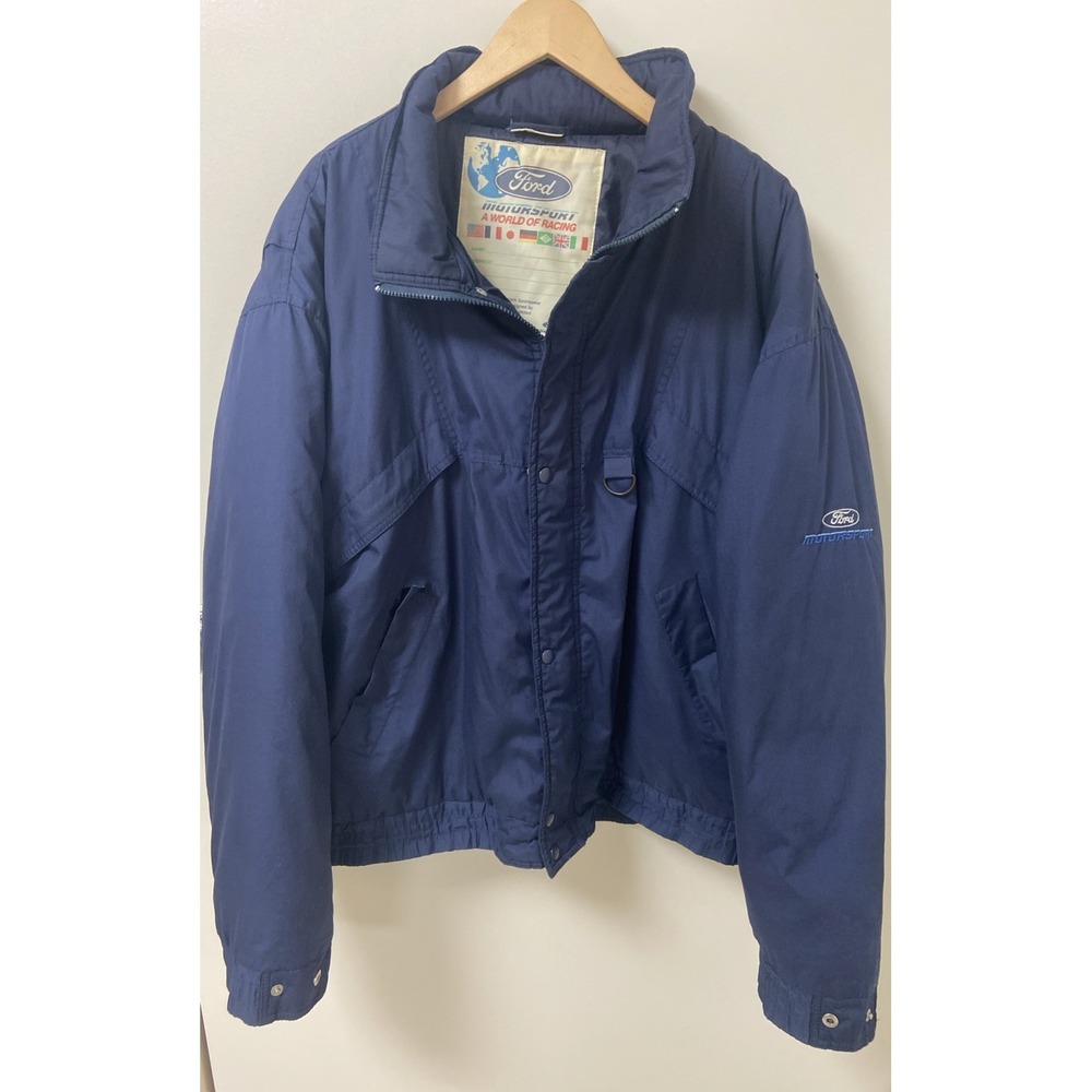 VtG 1990s FORD Motorsport JACKET Logo Blue Bomber Men's XXL World Of Racing 2XL